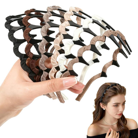 Zig Zag Headbands for Women - Non-Slip Wavy Comb Design | 6 Pcs Set, Ideal 90s Hair Accessories