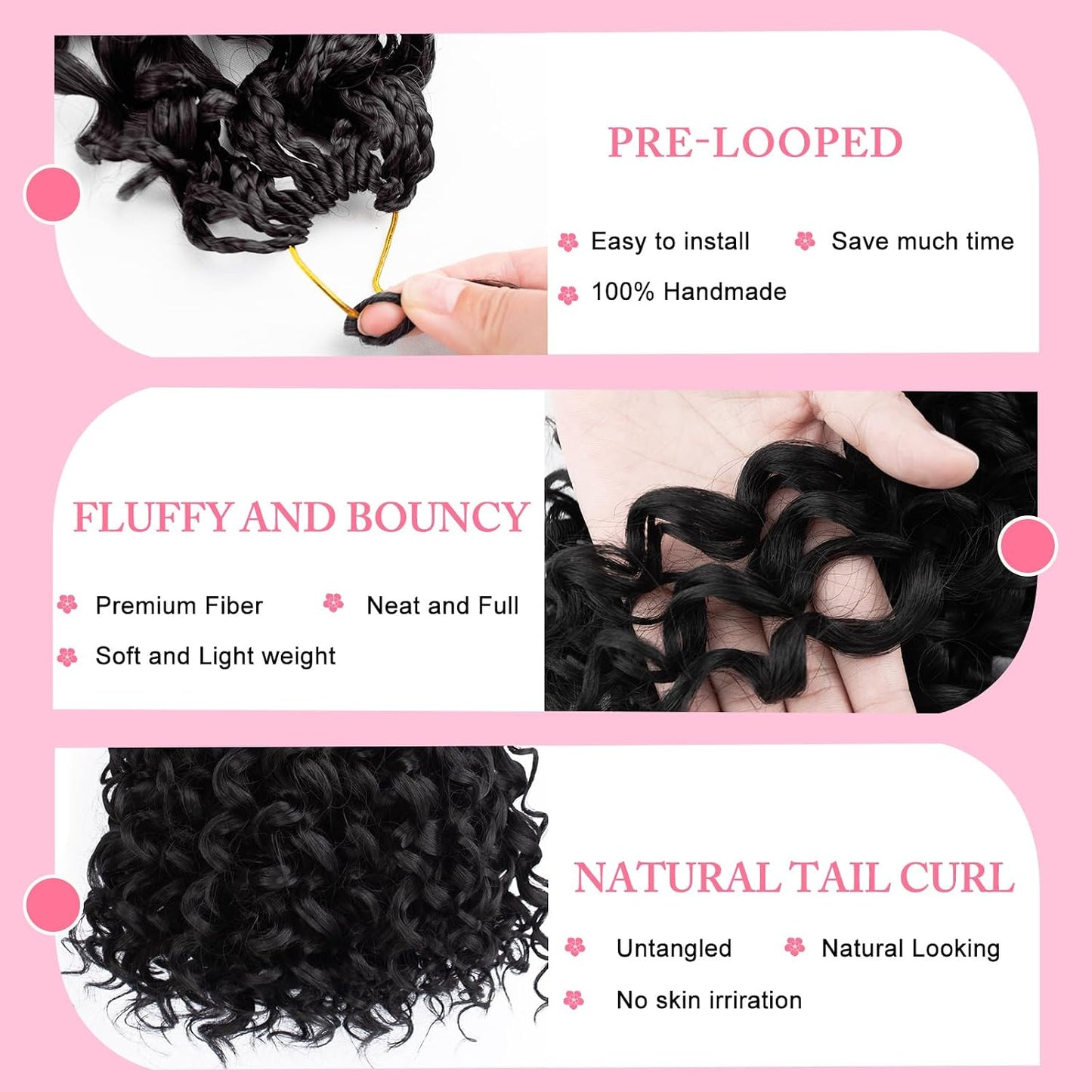 GoGo Curl Crochet Hair - 14 Inch Pre Looped Braids for Black Women | Soft Synthetic Deep Water Wave Extensions