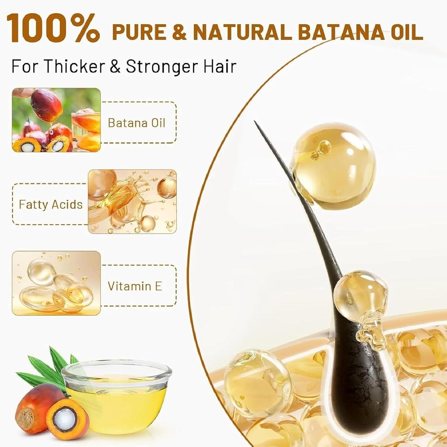 Batana Oil for Hair Growth - 100% Pure Hydrating Oil for Thicker, Stronger Hair | All Hair Types