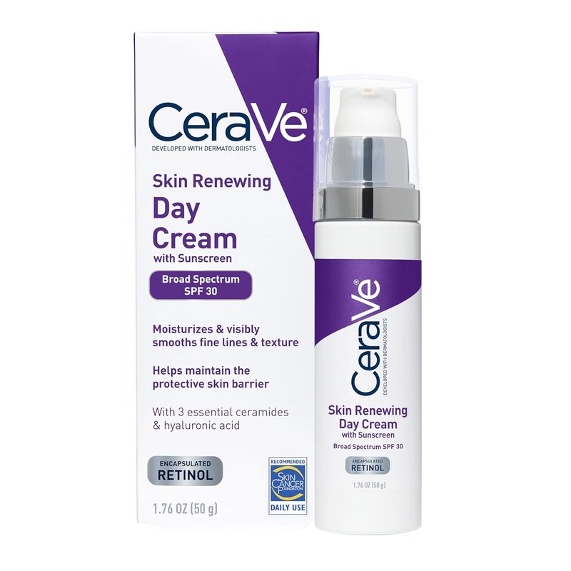 CeraVe Anti-Aging Face Cream SPF 30 - Retinol & Hyaluronic Acid, 1.76 oz | Hydrating Anti-Wrinkle Formula