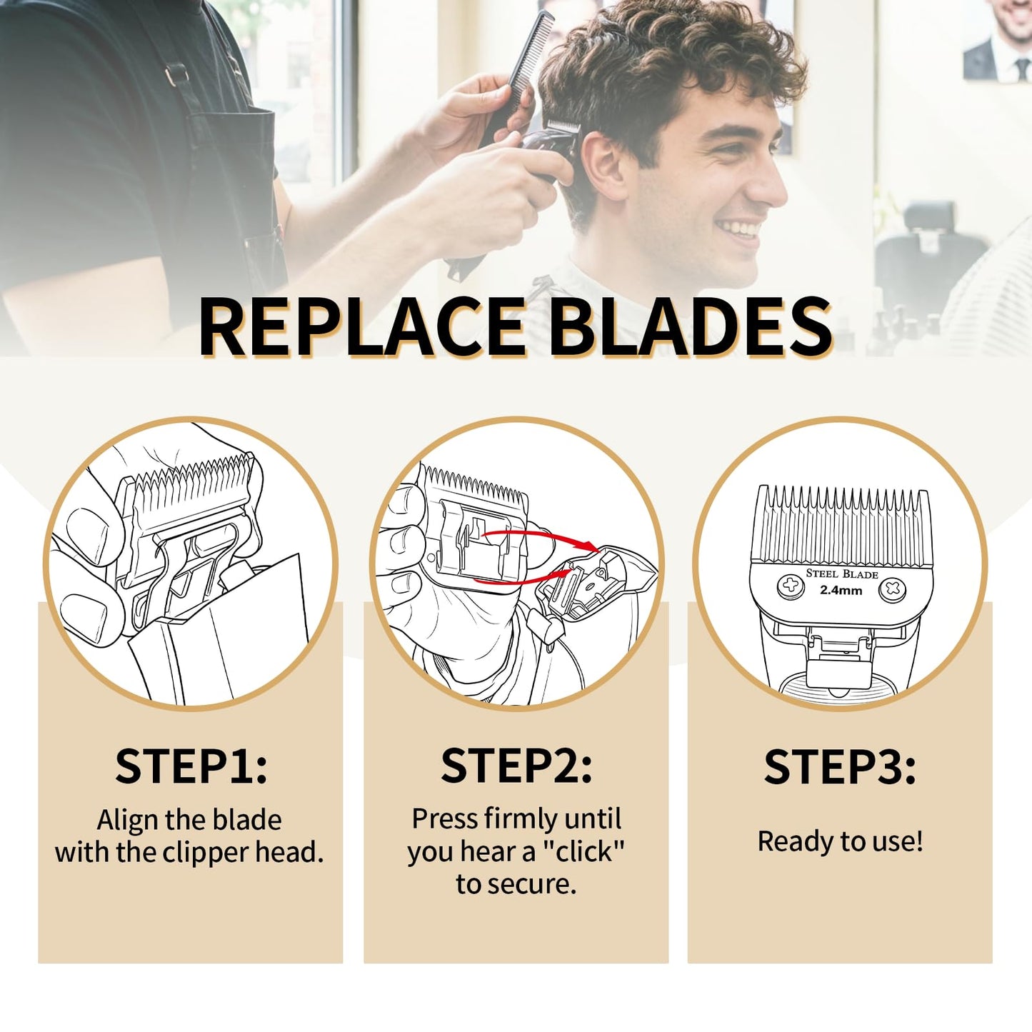 2# Steel Detachable Hair Clipper Blade Replacement, 1/4 Inch