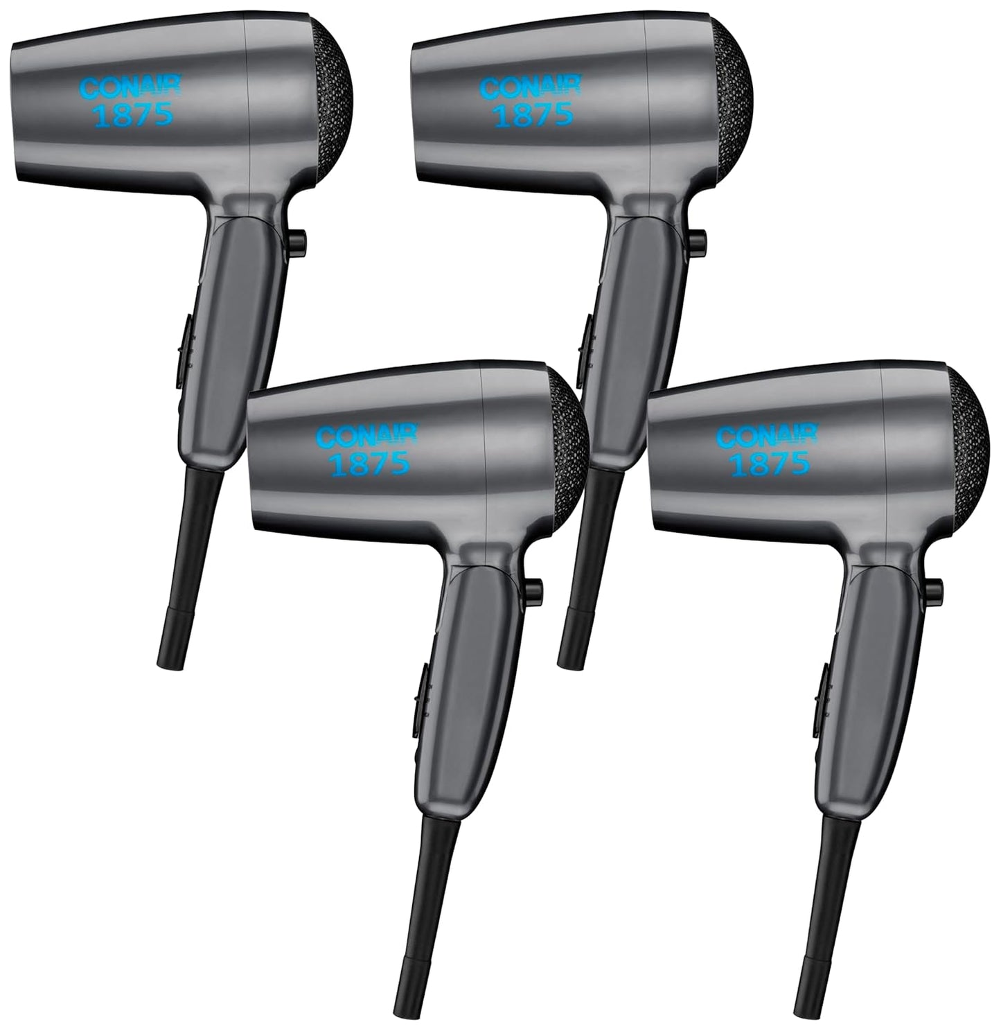 Conair Travel Hair Dryer - 1875W Dual Voltage Compact Blow Dryer | Gray, Folding Handle