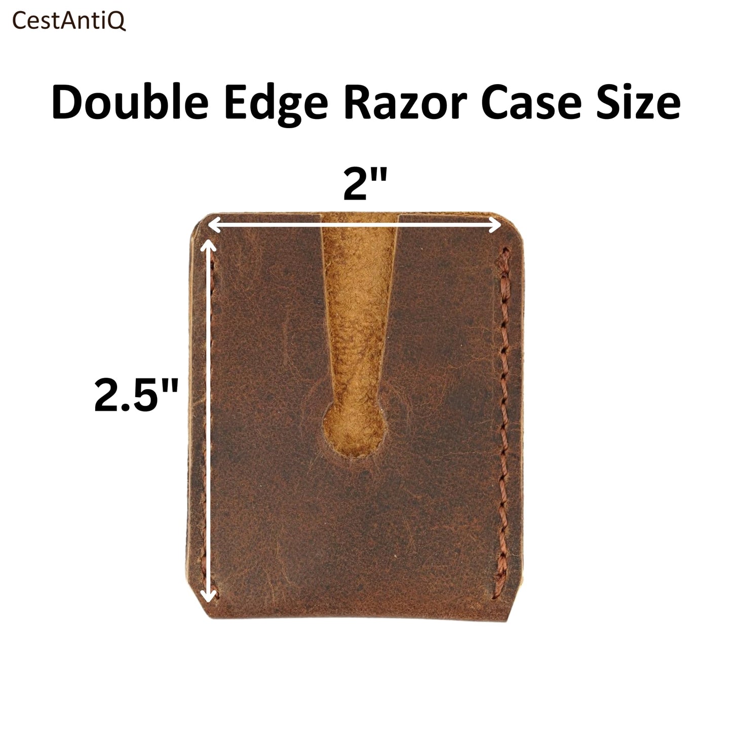 CestAntiQ Leather Safety Razor Cover – Double Edge Protector, Travel Shaving Pouch, Snap-On Head Guard, Durable Leather Case for DE Blades, Compact Shaving Accessory Pouch