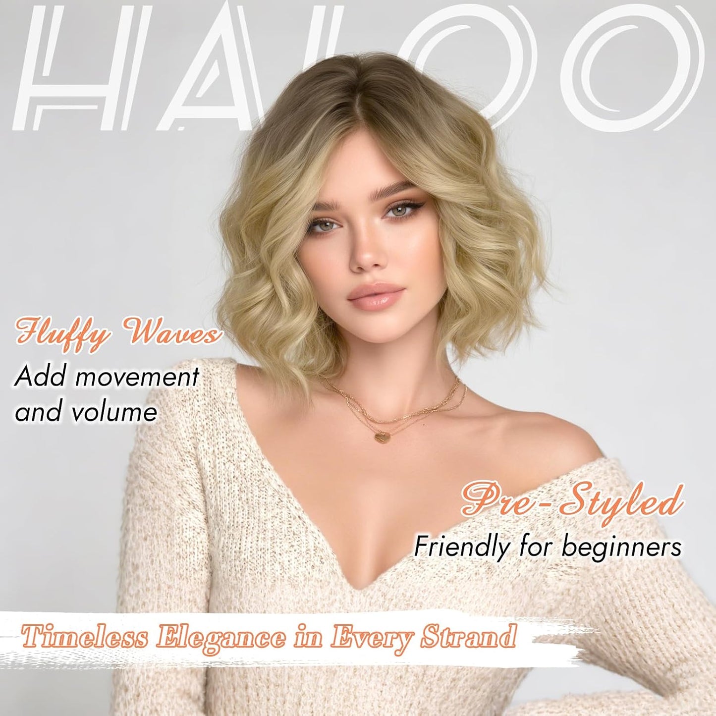 Blonde Bob Wig for Women - Lace Front Short Soft Wavy Curly Synthetic Hair | 11 Inch Natural Look