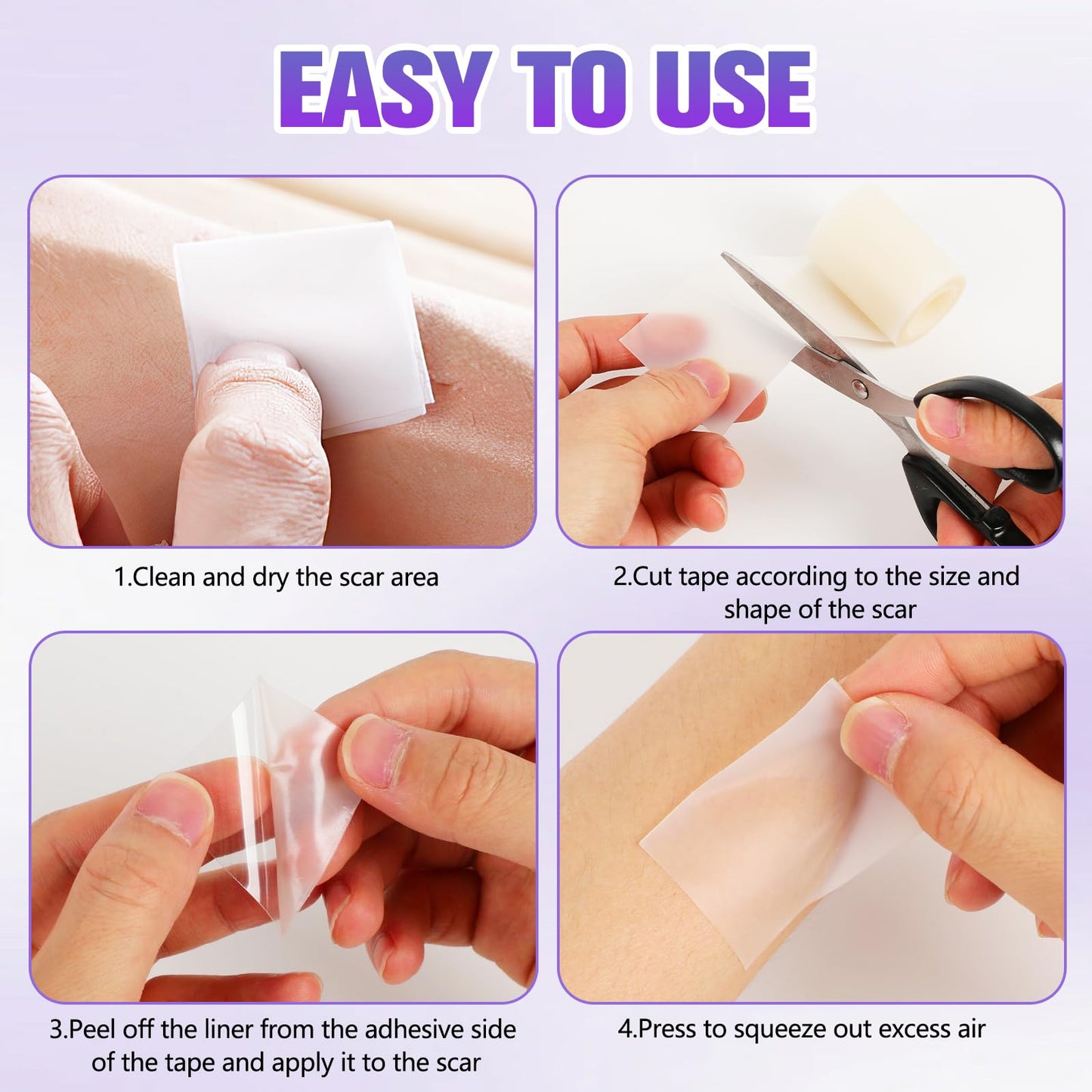 Silicone Collagen Scar Tape, Collagen Sheets for Scars & Wrinkle, Silicone Scar Removal Strips for Various Different Scars and Wrinkles, Old & New Scars for All Ages (1.6In * 60In)