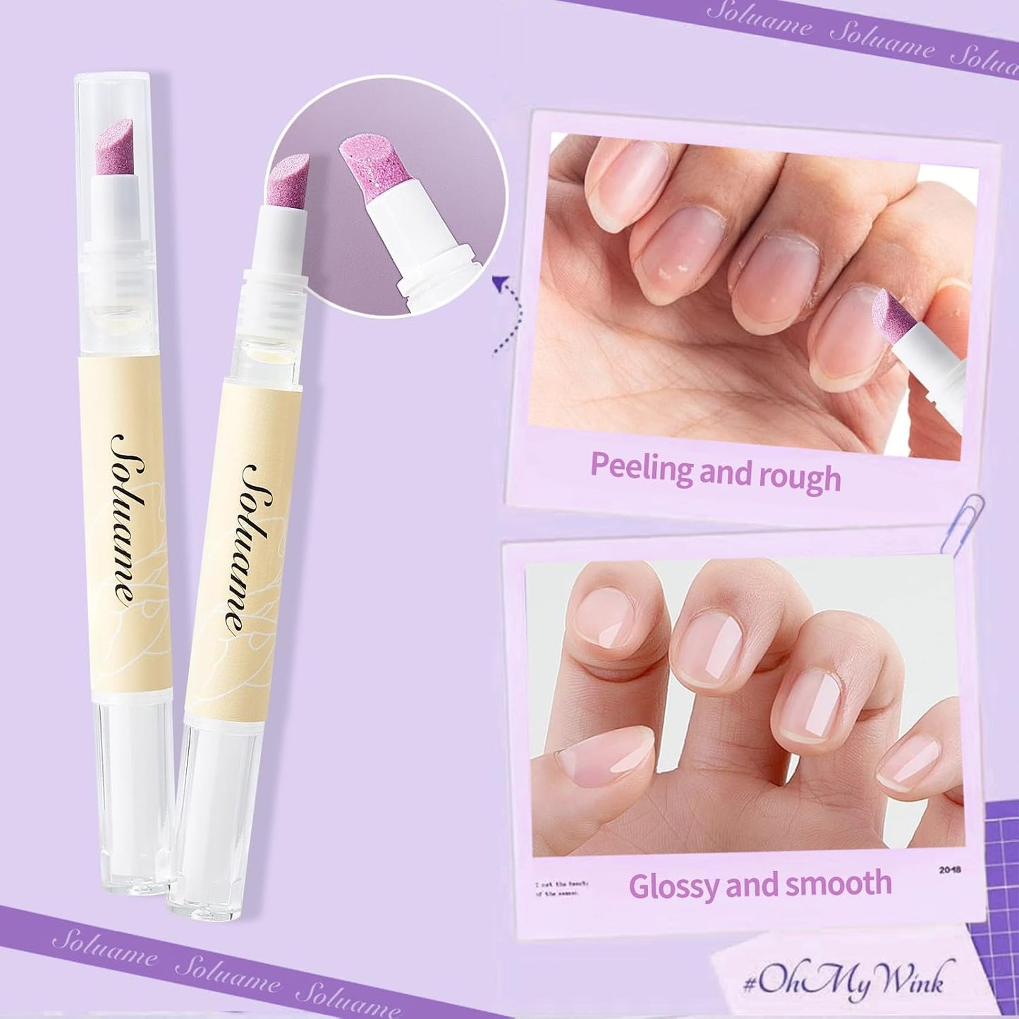 Ceramic Cuticle Oil Pusher Pen - Dual-Action Nail Care Tool for Hangnails & Dryness | 2ml x 2