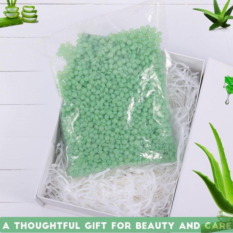 PURPLESKY Waxing Beads for Hair Removal - 1lb Hard Aloe-Scented Beads for Bikini, Leg, Chest, Back, Face with 10 Wax Sticks