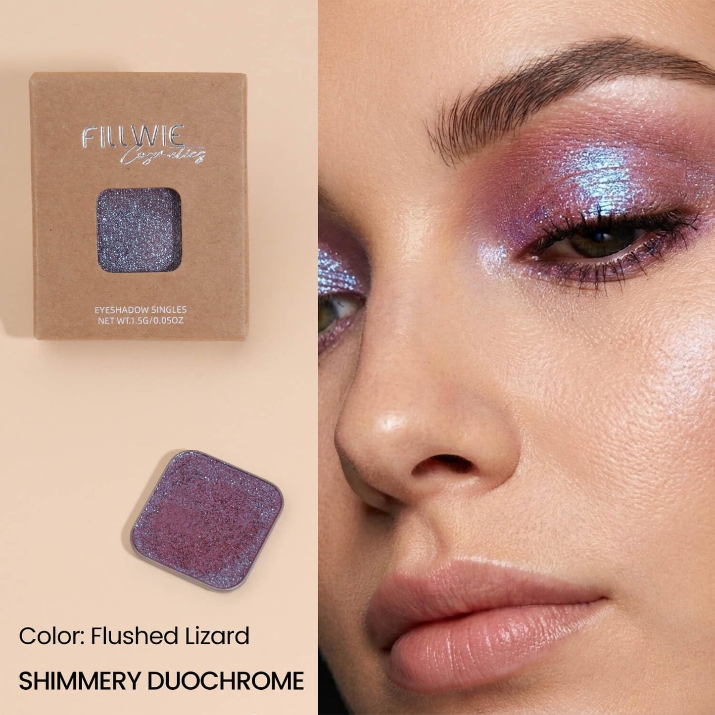 Chameleon Chrome Eyeshadow - Duochrome Lavender & Blue Reflects | Iridescent Metallic Shimmer, Bouncy Texture