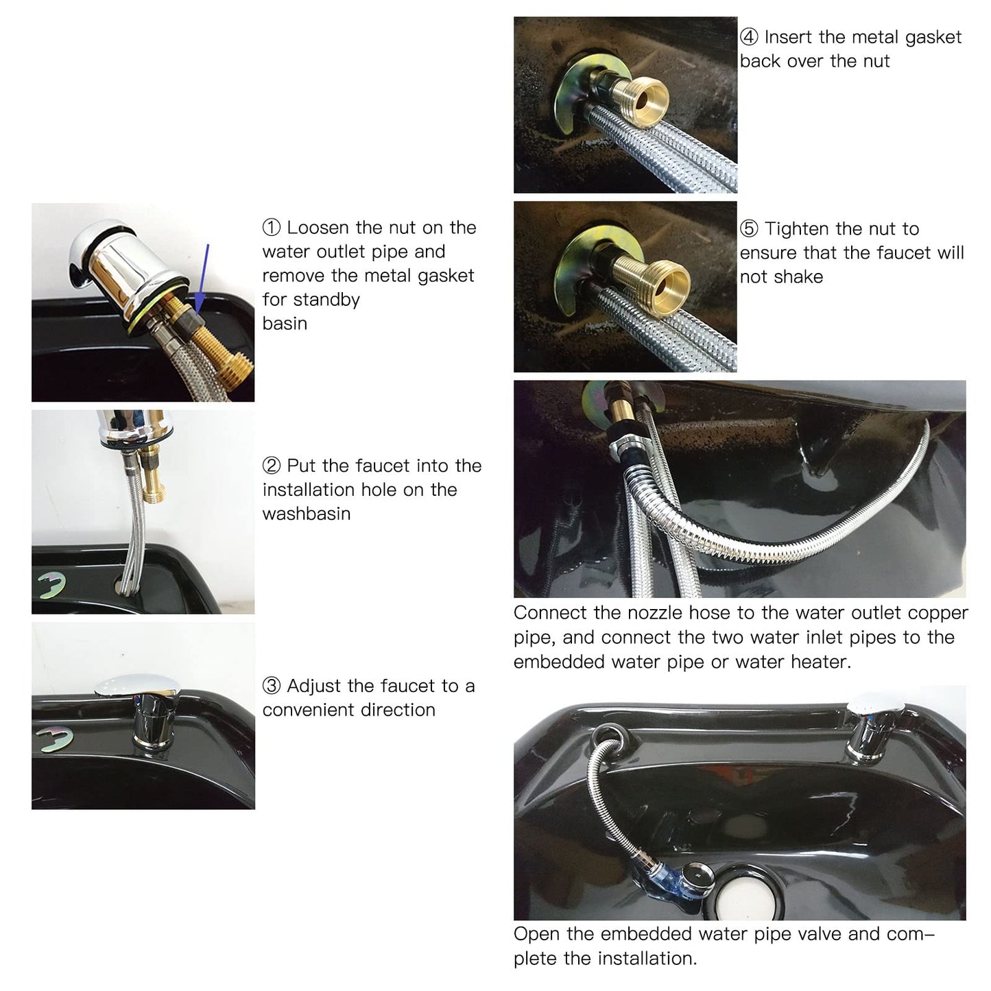 Salon Shampoo Sink Bowl Faucet and Sprayer Kit Ceramic Valve Sealing Hot Cold Shampoo Bed Faucet Sprayer Kit for Shampoo Bed Bowl Backwash Unit with Hose 1.2m