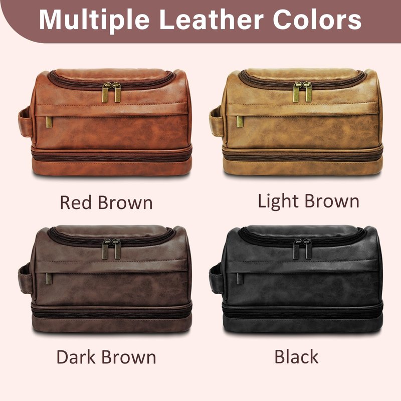 Personalized Toiletry Bag for Men, Father Day Gift for Dad, Graduation Gifts for Men Him, Leather Custom Engraved Travel Shaving Bag, Gift for Birthday, Anniversary, Groomsmen, Boyfriend, Husband
