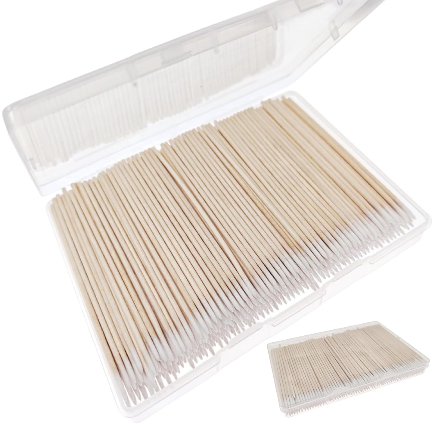 Pointed Cotton Swabs - 200pcs Precision Microblading Applicators | 4-Inch Wood Handle for Eyebrow Tattoo & Nail Care