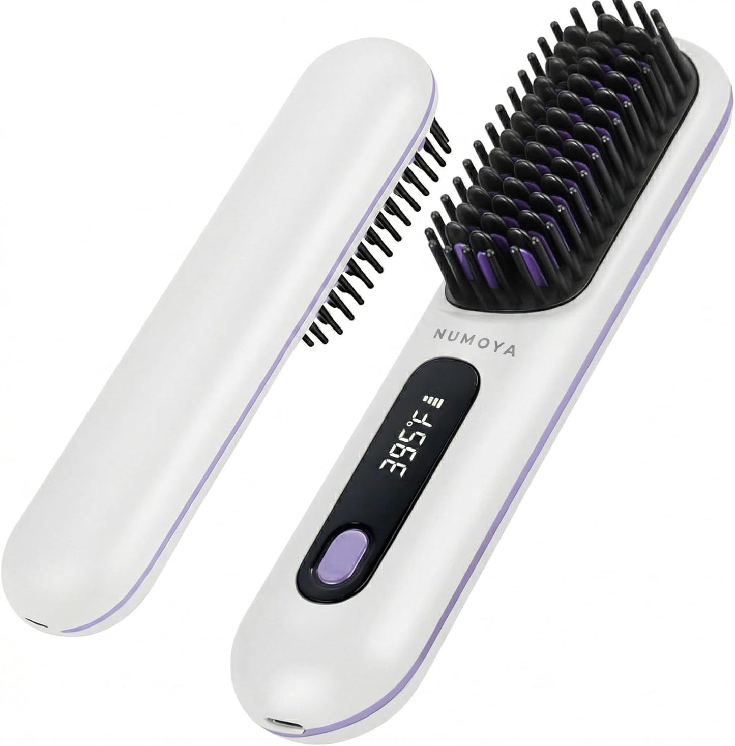 Go Brush Pro Portable Cordless Hair Straightener - 30s Fast Heat, 3 Temperature Settings | Travel-Friendly White