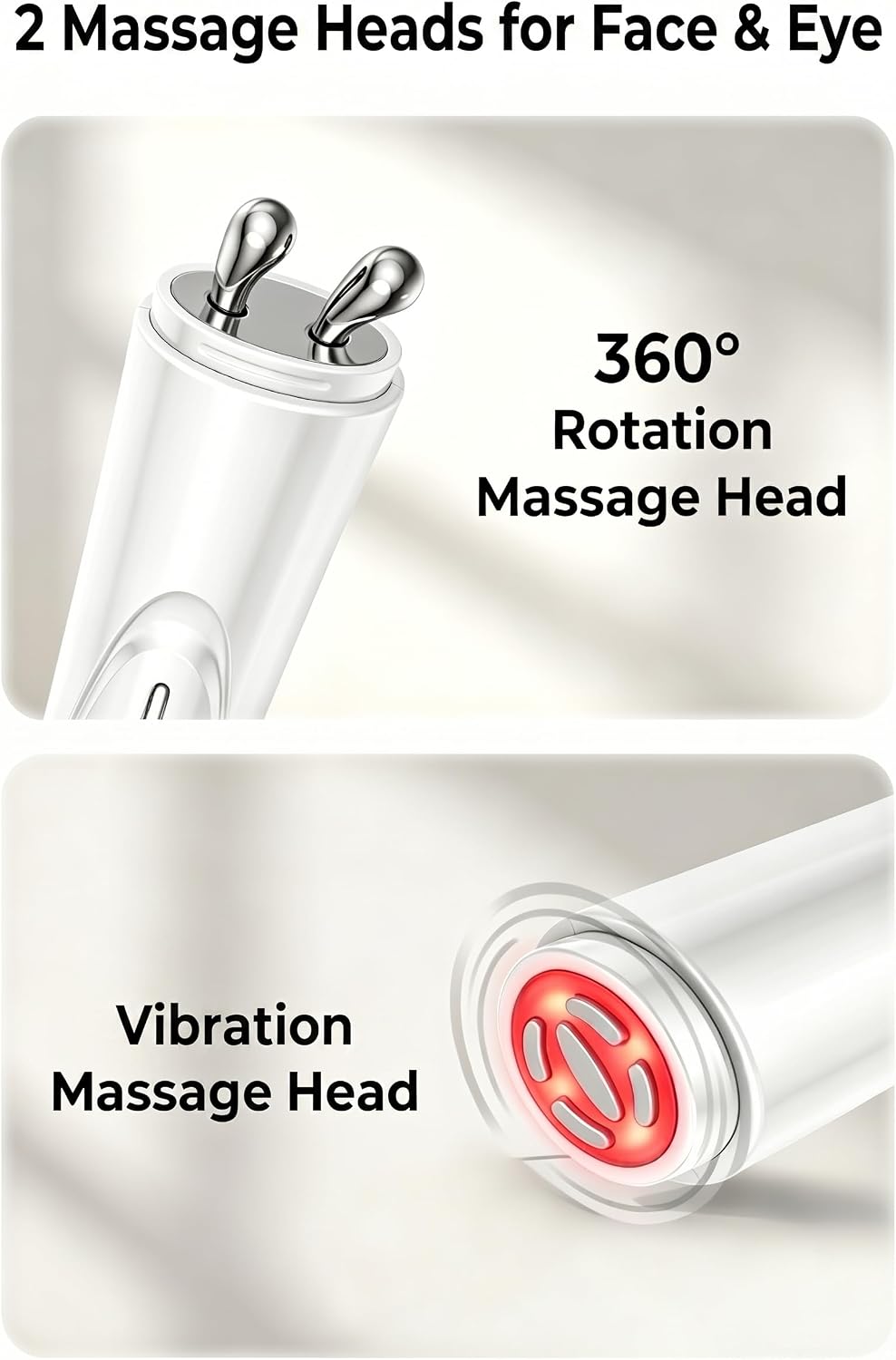 2-in-1 Facial & Eye Massager - Red Light, Rotation & Vibration for Puffiness Relief | Sculpting Tool for Fine Lines & Wrinkles