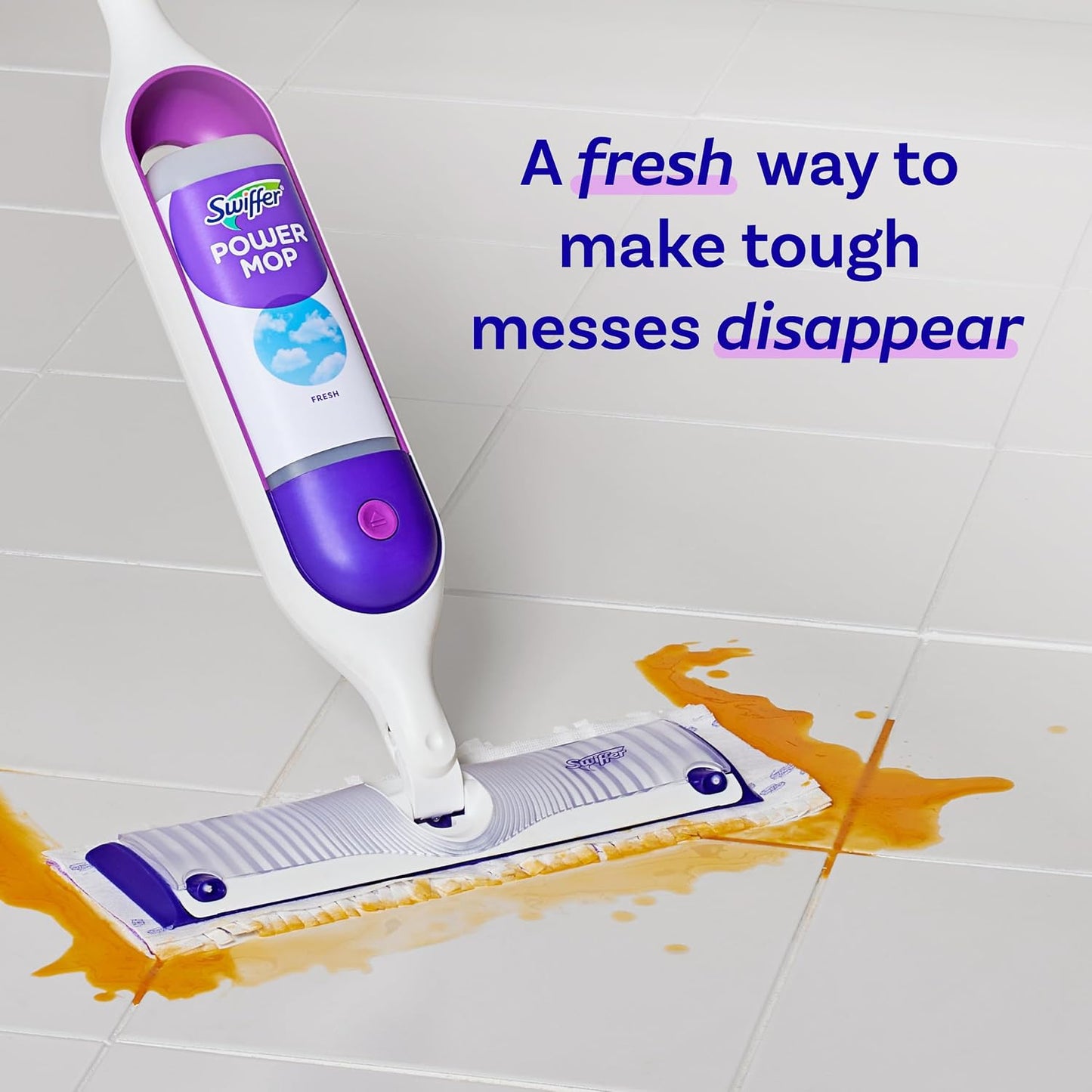 Swiffer PowerMop Liquid Floor Cleaner Refills - Fresh Scent Mopping Solution | 2 Count Multi-Surface Replacement Bottles