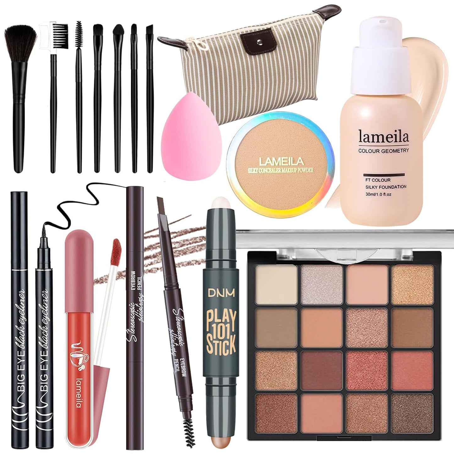 Makeup Set for Girls & Women - Complete Kit with Eyeshadow, Foundation, Brushes & Cosmetic Bag | Ideal Gift