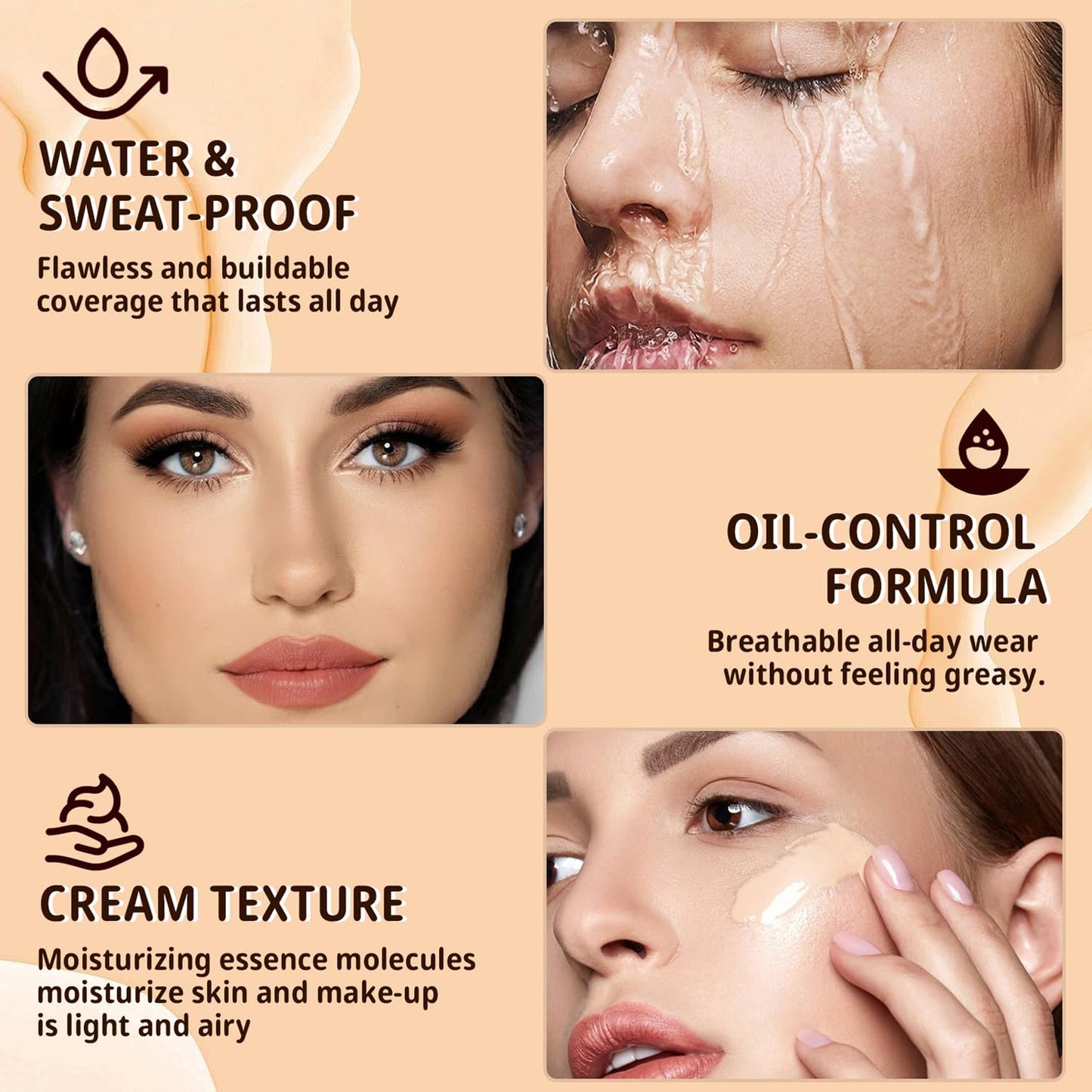 Color Changing Foundation for Mature Skin - Hydrating Concealer Cream | Lightweight, Buildable Coverage, Natural Finish