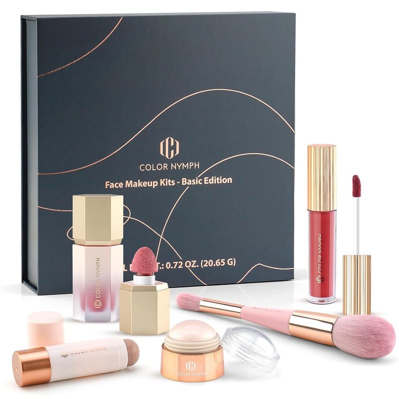 Color Nymph Makeup Kit for Teens - Complete Beginner Set with Lip Gloss, Blush, Contour Stick & Brush | Vegan & Cruelty-Free
