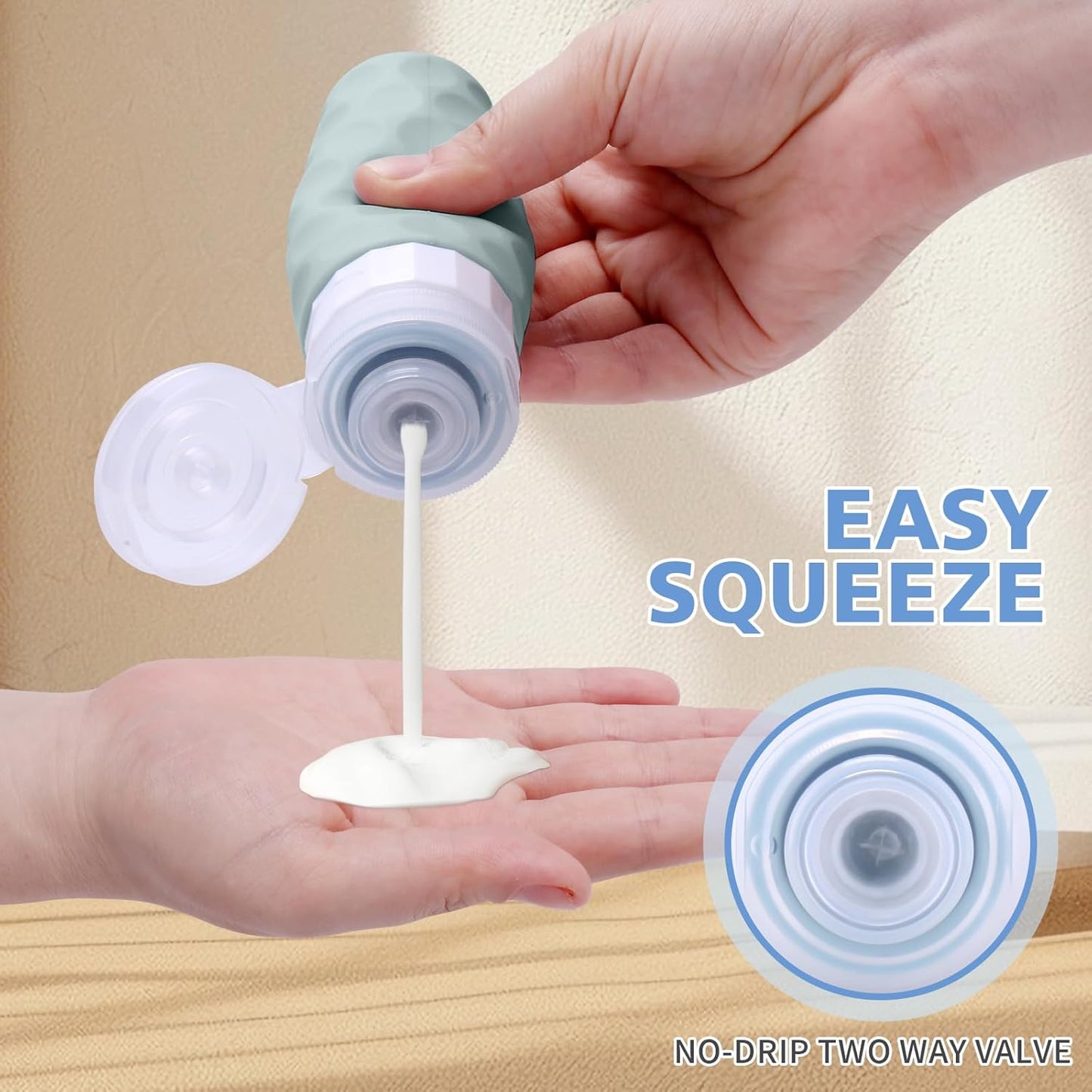Travel Bottles for Toiletries - 4PCS TSA Approved 3oz Silicone Containers | BPA Free, Leak Proof, Refillable