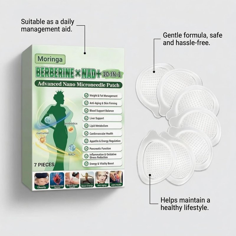 Moringa Berberine Patches - 10-in-1 Nano Microdart Technology | Suitable for All Skin Types (2 Patches)