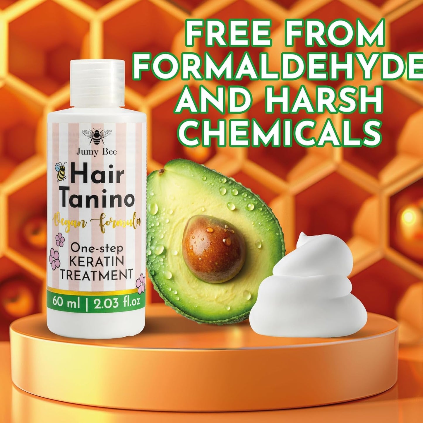 Keratin Hair Straightening Treatment - Smoothing & Hydrating Avocado Formula | 2.03 Fl. Oz