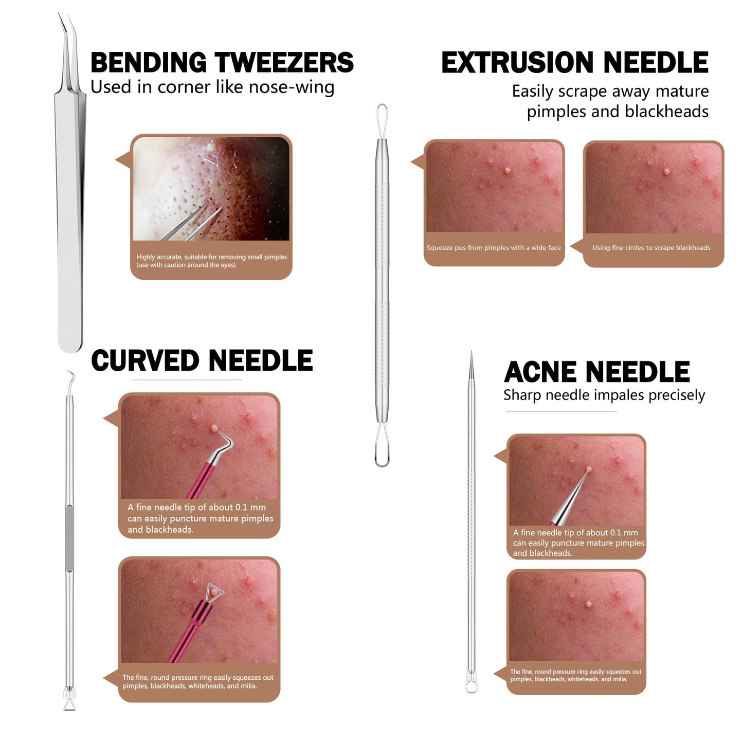 Blackhead Remover Pimple Popper Tool Kit 15 Pcs Blackhead Remover Tools Kit with Storage Case Pimple Popper Tool kit for Face Nose Deep Cleansing Pimple Extractor for Quick and Easy Removal of Pimples