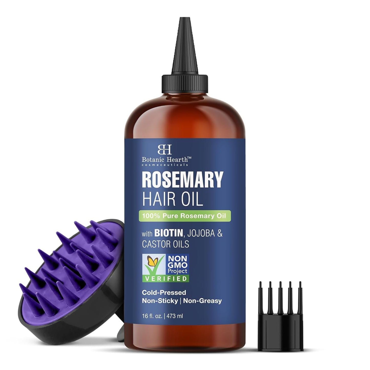 Rosemary Oil for Hair Growth - 100% Pure Biotin Infused Treatment | Nourishing & Volumizing | 2 fl oz, Blue