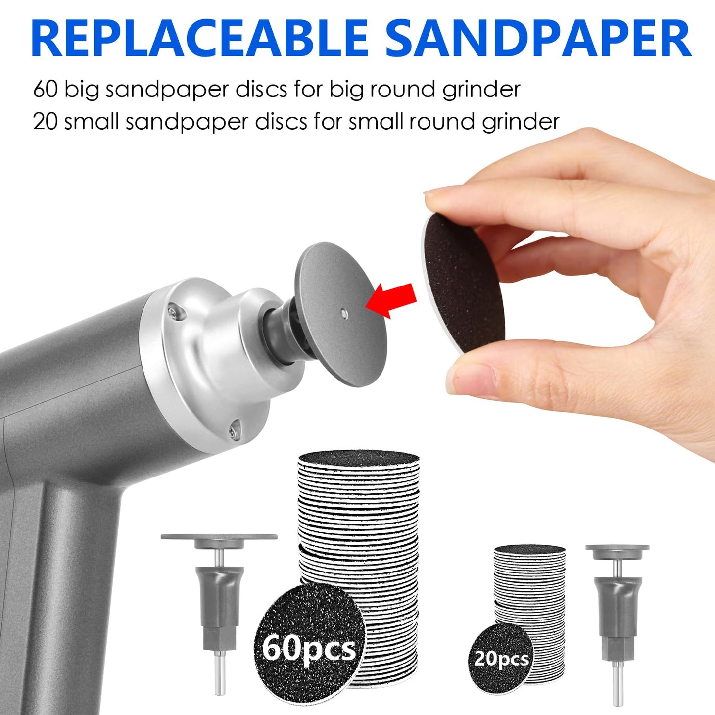 Upgraded Electric Callus Remover for Feet 4500rpm, Professional Electric Foot Callus Remover Foot Sander Pedicure File with 2 Interchangeable Heads and Replaceable Sandpaper Discs