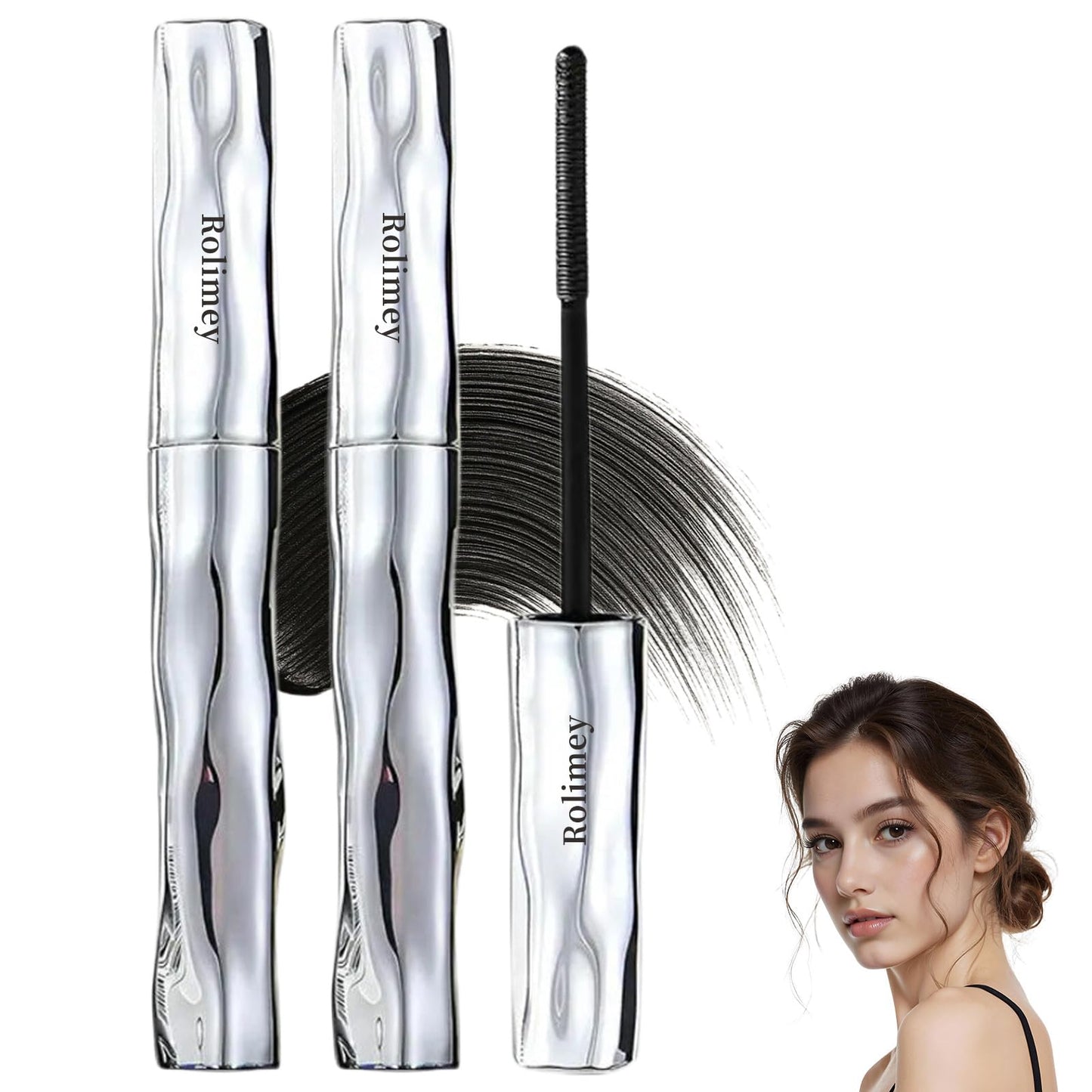 Rolimey Dulorantocosh Waterproof Fibre Mascara, Tubular Eyelash Primer with Metal Wand, Lengthening & Curling Mascara, Smudge-Resistant Formula for Defined Lashes