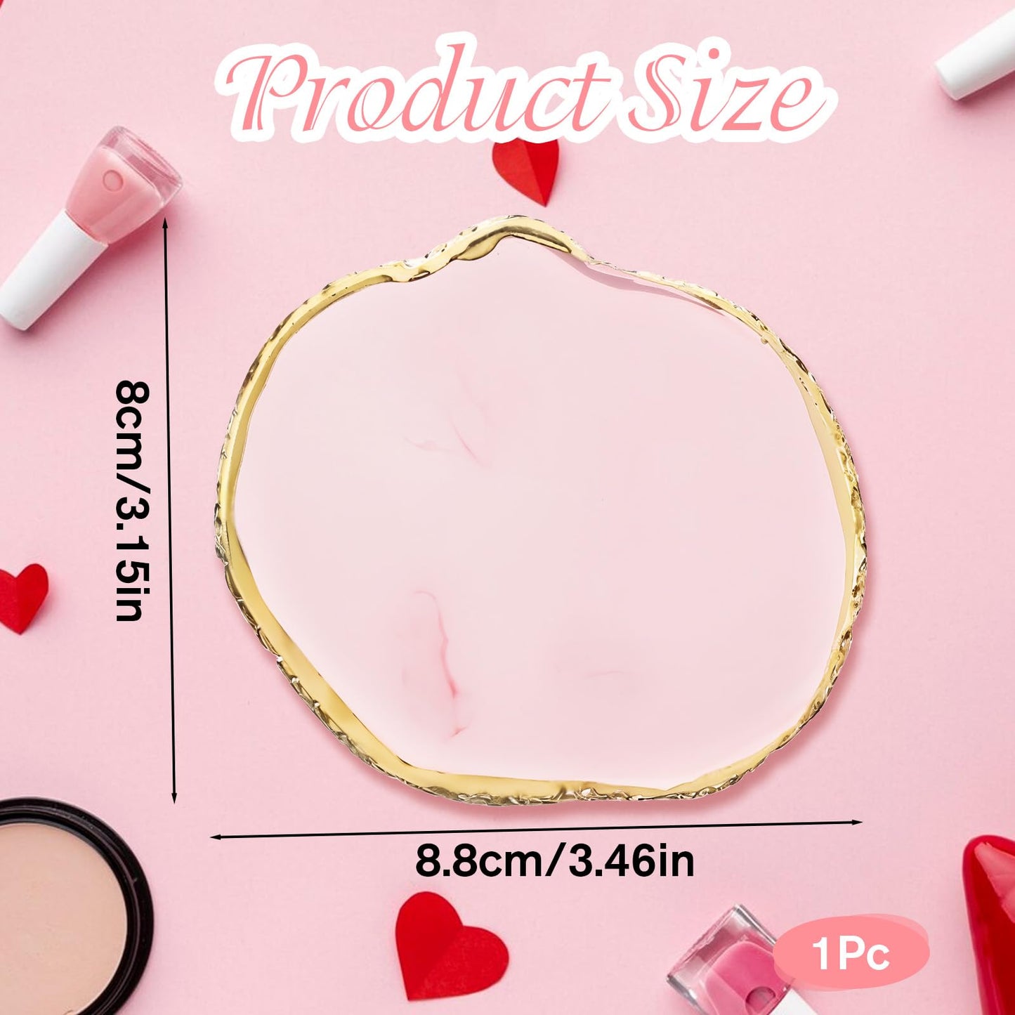 Nail Art Palette, 1 Pcs Resin Nail Plates for Nail Art Gilded Edge Nail Polish Palette Small Nail Polish Mixing Plate Makeup Display Board for DIY Nail Art Design