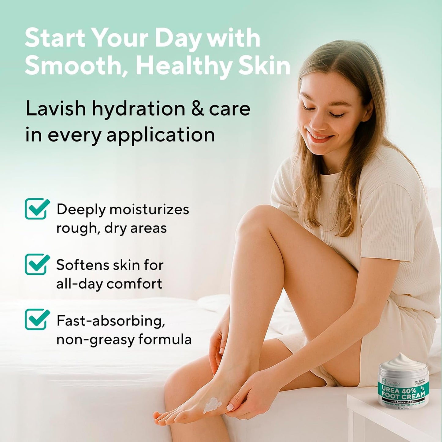 Lavinso Urea Cream 40% - Maximum Strength Foot Cream for Calluses & Cracked Heels | Dry Skin Repair for Men & Women