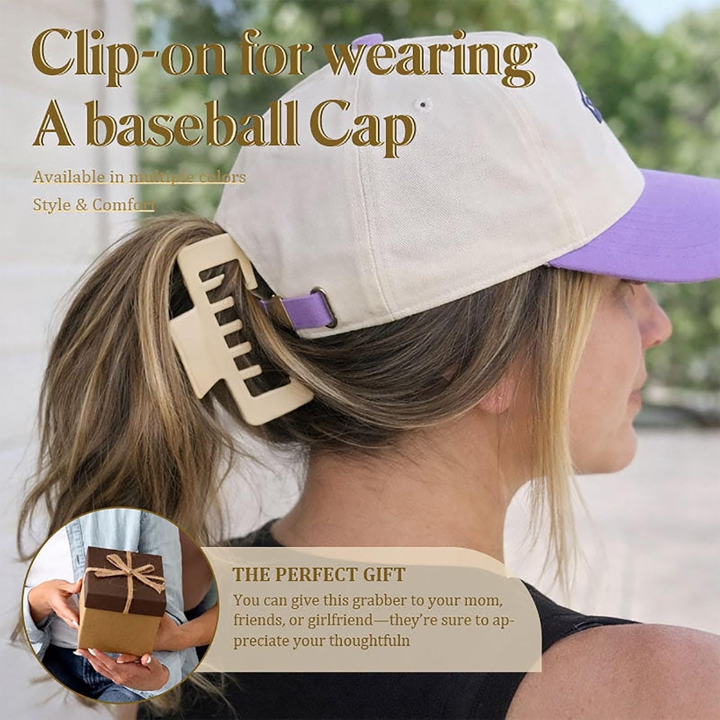 Hat-Friendly Claw Clips for Baseball Caps - Large Tortoise Shell Adjustable Non-Slip Hair Clips | 4-Pack Leopard, 10CM