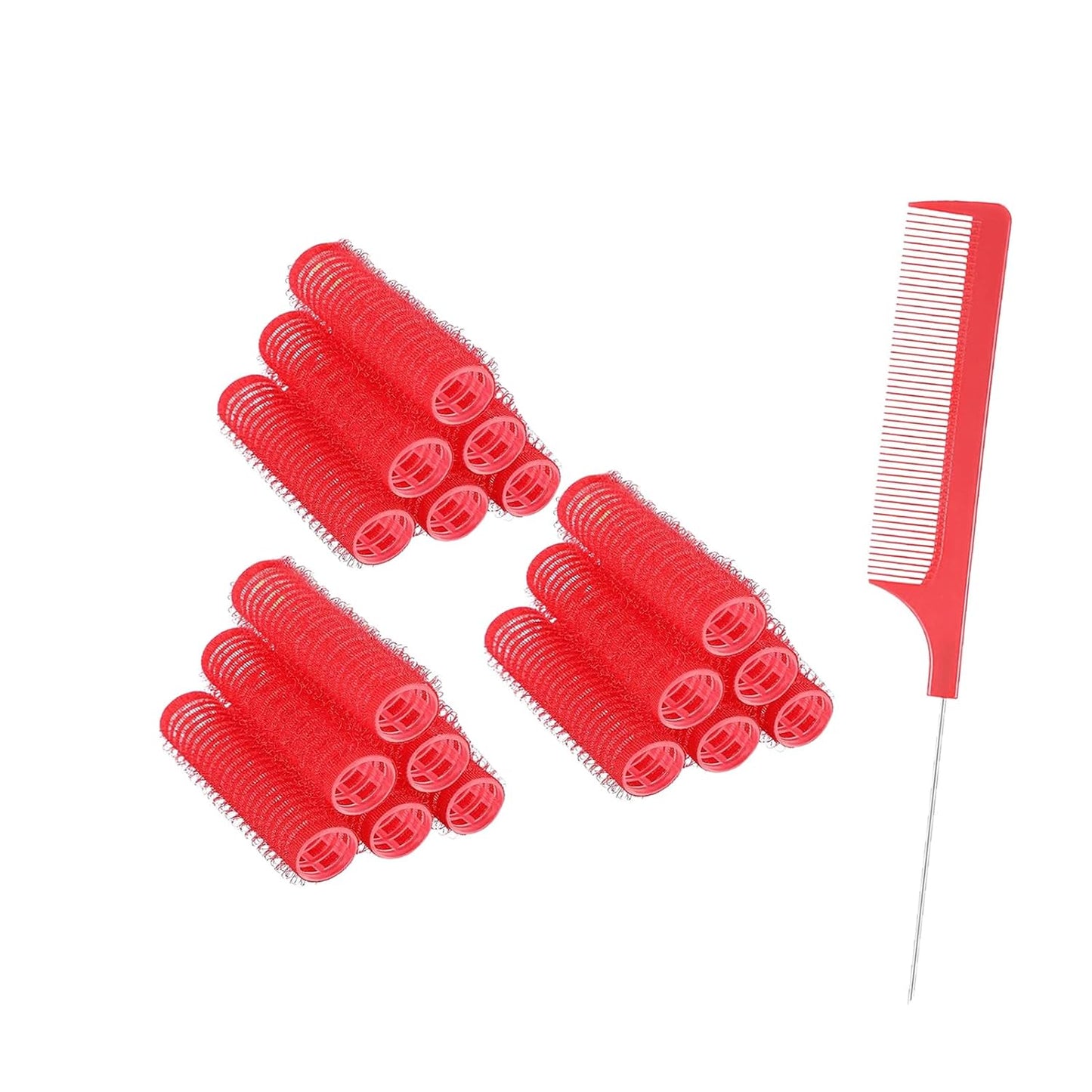 Self Grip Hair Rollers - 18Pcs Heatless Curlers for Short Fine Hair | DIY Plastic Styling Tools (0.8 x 2.4 Inch)