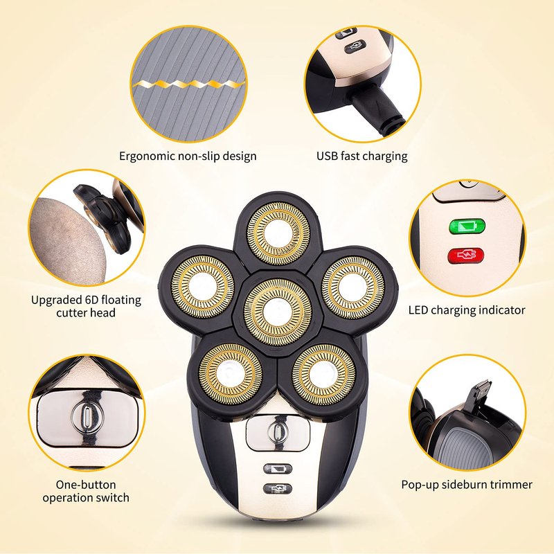 Upgrade 5 in 1 Electric Shaver for Men - Multifunctional Bald Head Shaver Grooming Kit - USB Rechargeable Cordless Waterproof Hair Trimmer