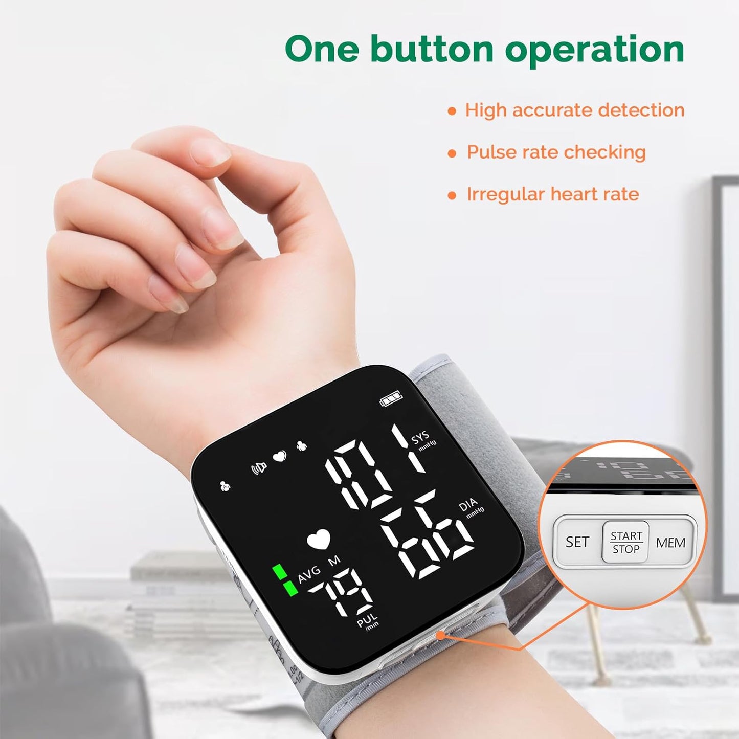 Wrist Blood Pressure Monitor - Automatic Talking Digital Cuff with LED Display | Adjustable for Home Health Care