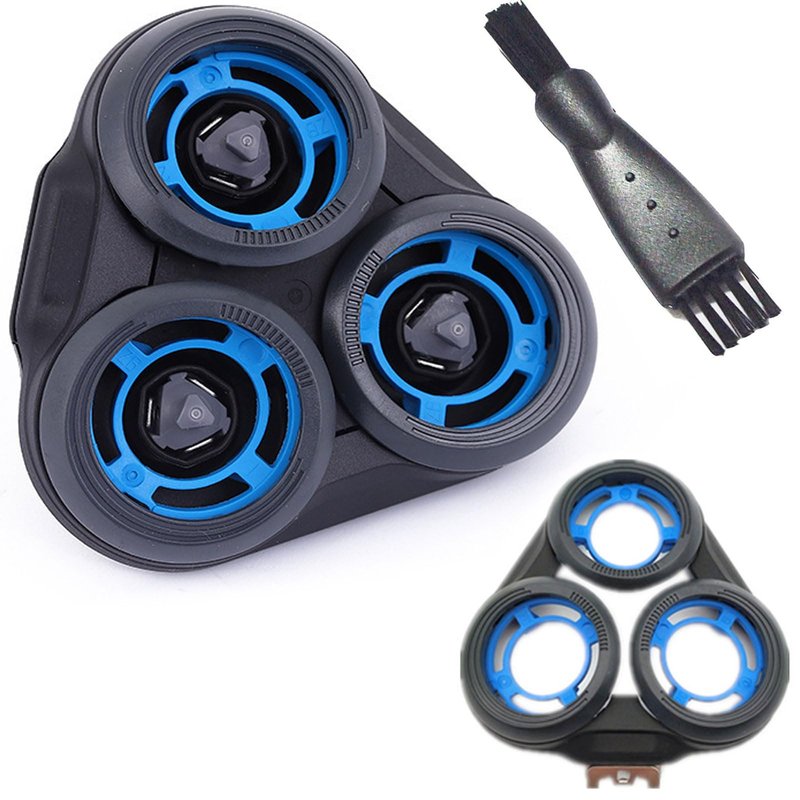 SH50 Series 5000 Shaver Head Cover with 3Pcs Razor Blades Frame Plate Compatible with Philips S5000 S5095 S5090 S5082 S5081 S5080 S5079 S5078 Shaving Parts Replacement Assemble Part and Cleaning Brush