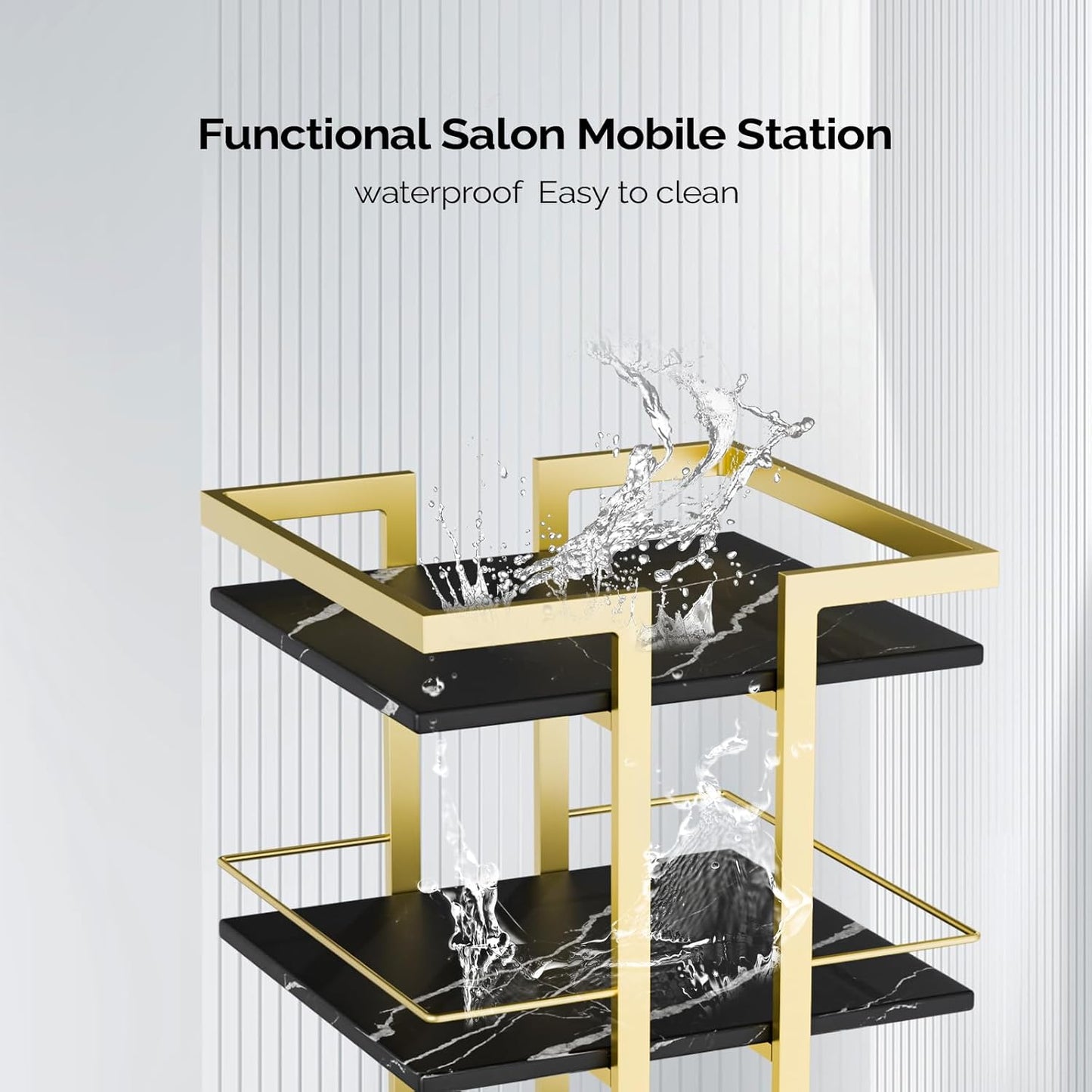 Esthetician Cart - Rolling Salon Trolley with Wheels | Black Gold Mobile Storage Organizer for Beauty Spa & Cosmetology