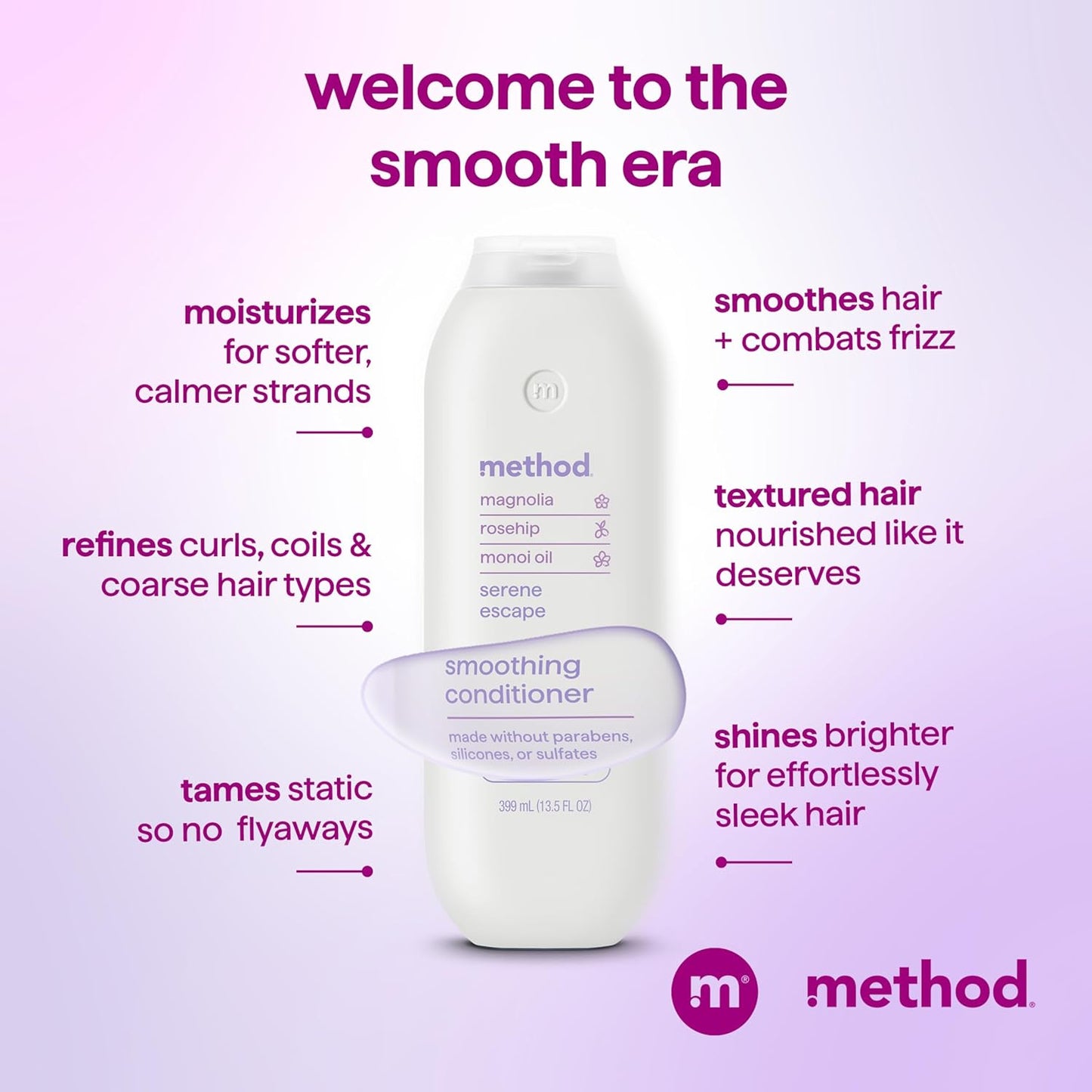 Smoothing Conditioner for Curly Hair - Nourishing & Softening | Sulfate-Free, 13.5 oz