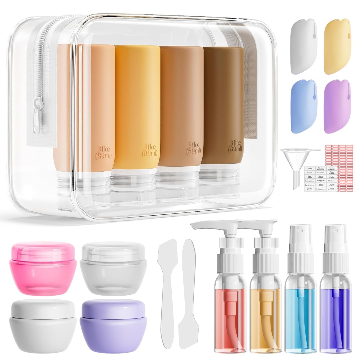 Travel Bottles for Toiletries - 21 Pack Leak-Proof TSA Compliant Silicone Containers | BPA Free, Purple