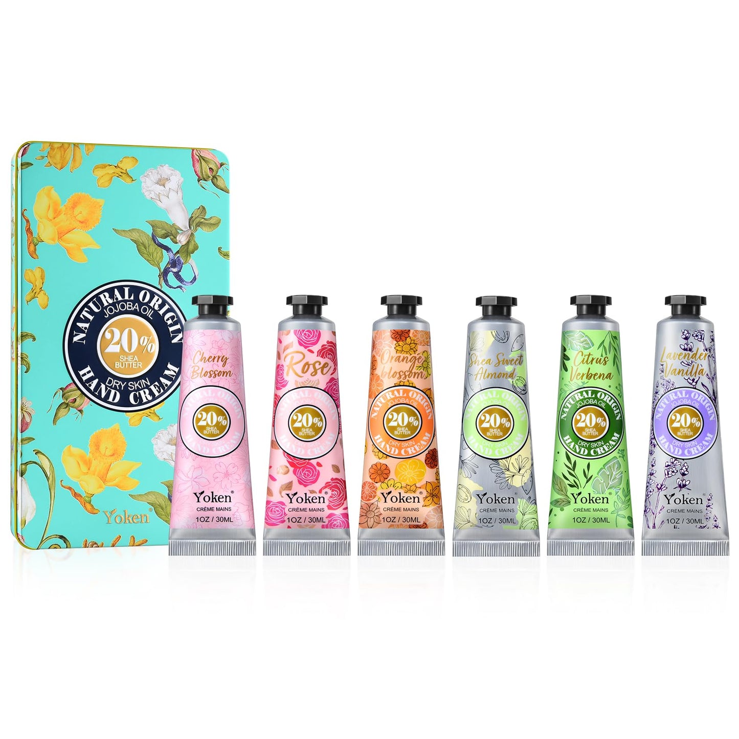 Yoken 20% Shea Butter Hand Cream Gift Set, 6 x 1oz Travel Size