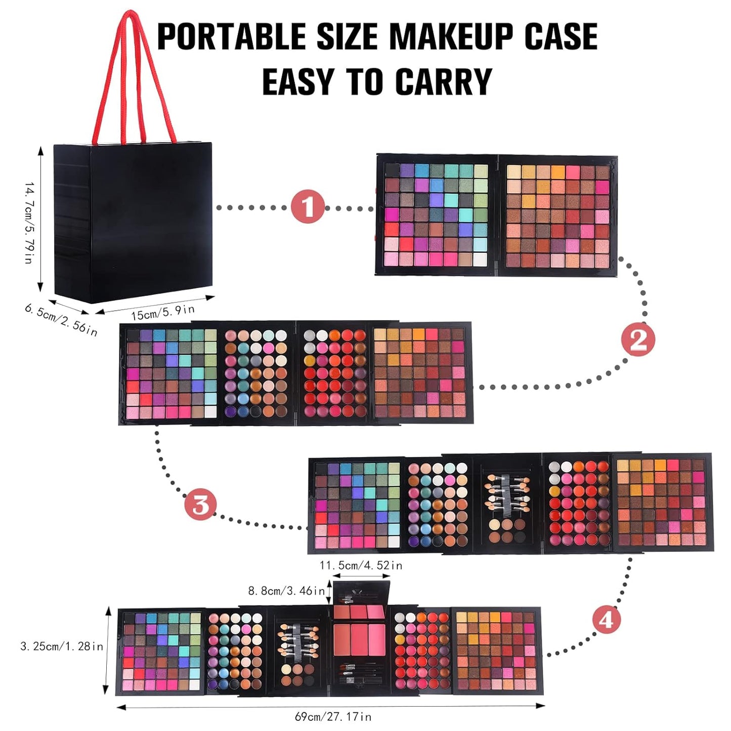 Professional Makeup Kit for Women | 177 Colors All-in-One Palette with Mirror, Brushes & Accessories