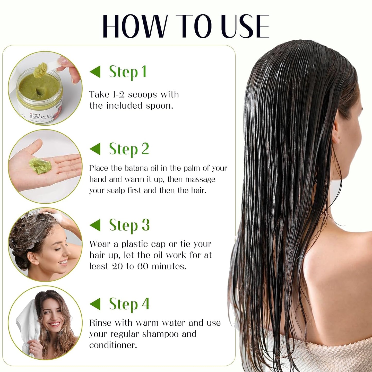 Batana Oil for Hair Growth - 4-in-1 Formula with Rosemary, Castor Oil & Biotin | Scalp Care & Hair Repair