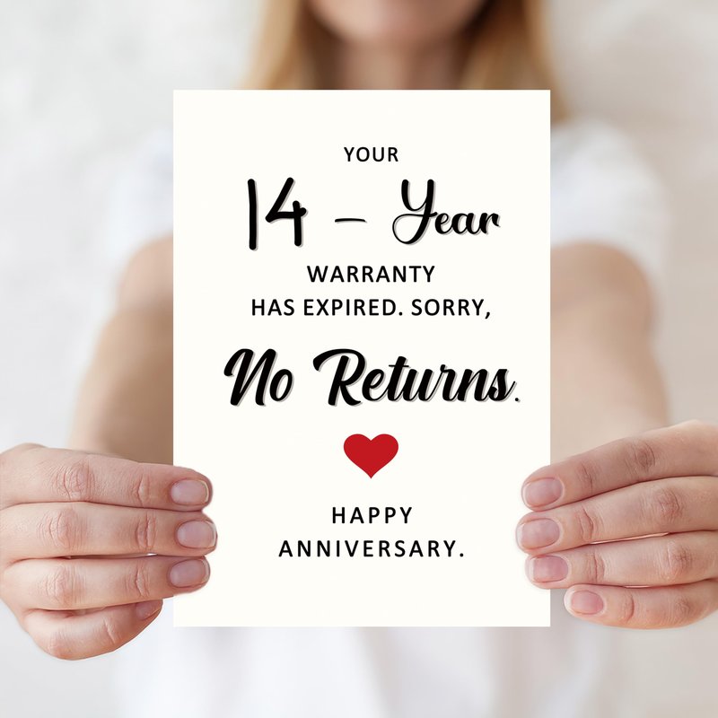 Smithtuy Funny 14 Year Anniversary Card,14th Wedding Anniversary Card Gifts for Him Her Husband Wife Couples,Ivory Anniversary Cards Gifts for Women Men