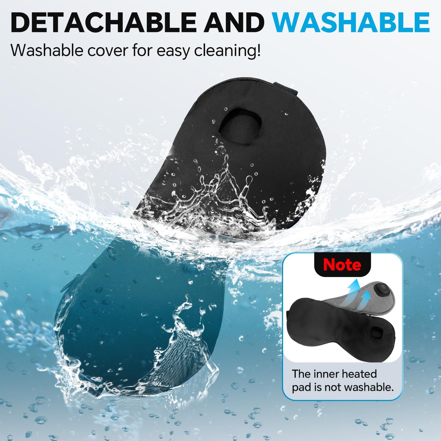 Cordless Heated Eye Mask for Dry Eyes Relief, with 3 Heat Settings, Washable Eye Cover, Warm Heating Pad for Stye Eye Treatment & Travel Use