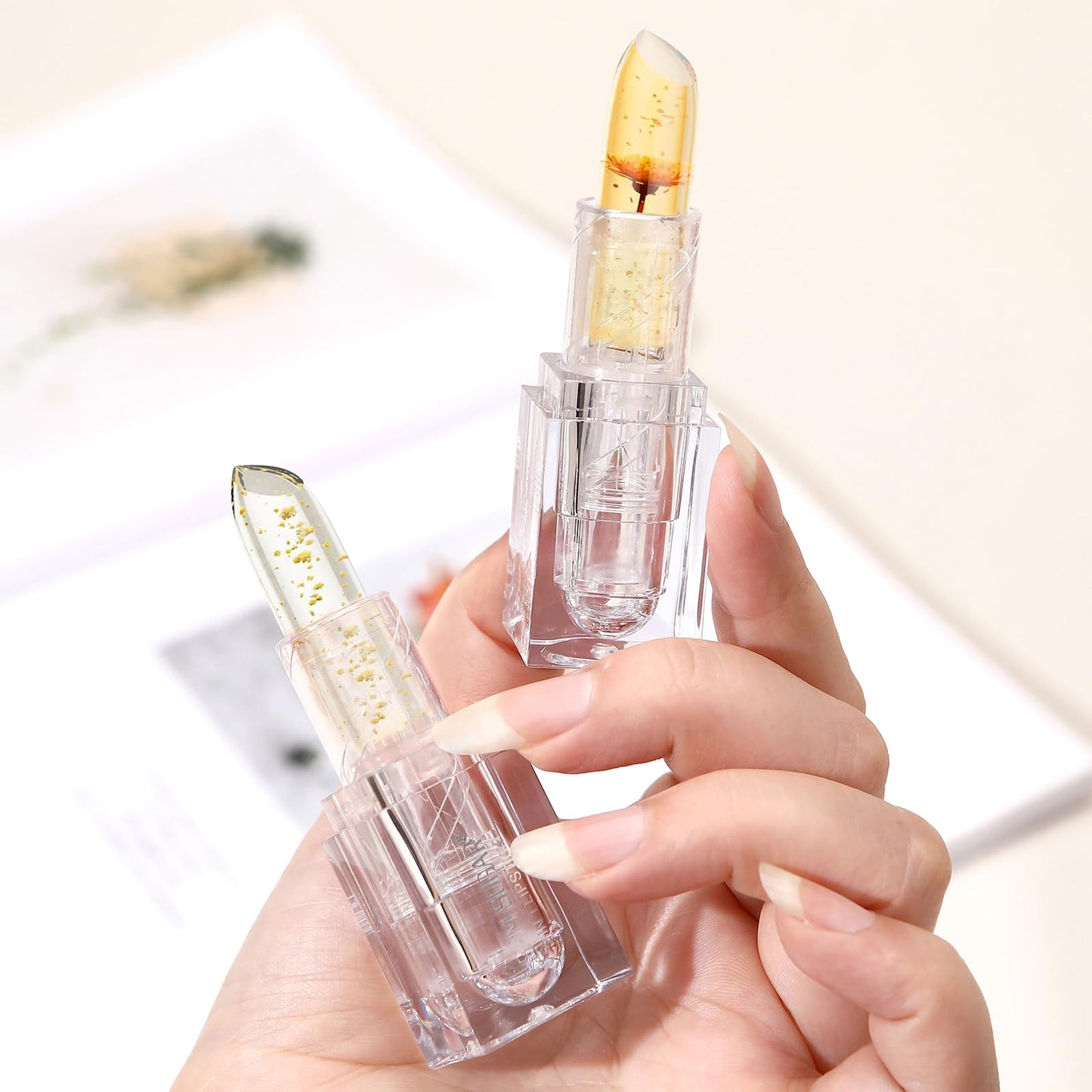 Sam Suagr Transferproof Color Changing Lipstic Long Lasting Moisturizer Clear Lip stick Color-Changing Reacts to Temp & pH Lipstick （2pcs）