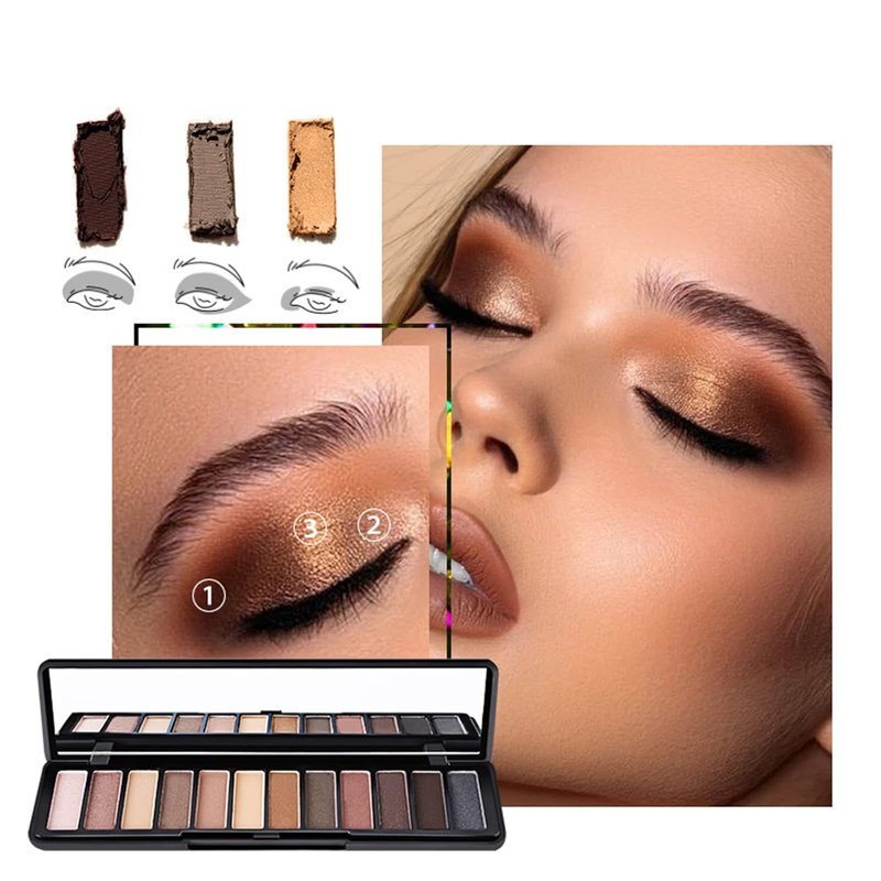 Makeup Kit for Women - Naked Shimmer Eyeshadow Palette, Waterproof Eyeliner & Mascara, Lipstick & Foundation Set | Medium to Dark Skin