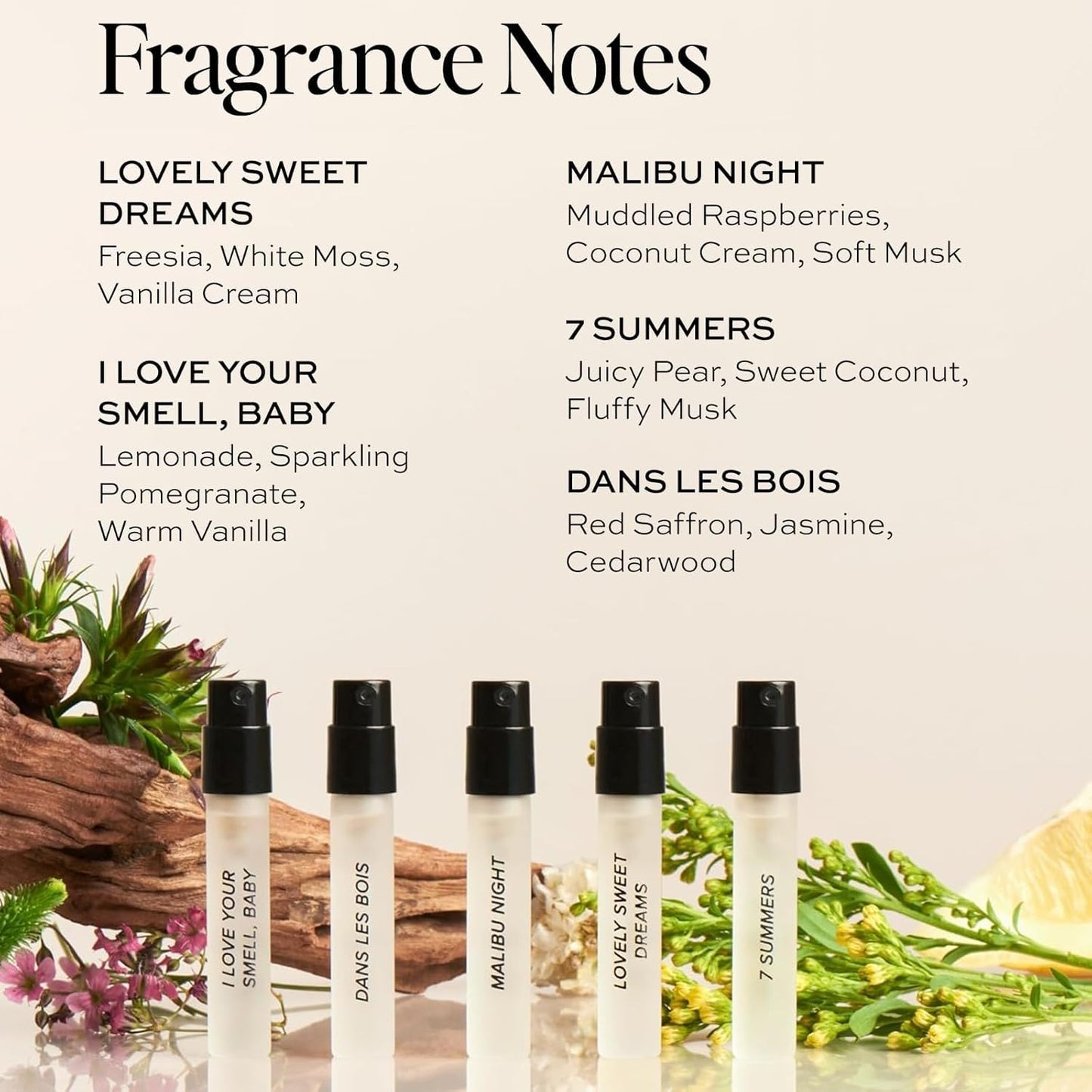 DIME Beauty Eau de Toilette Perfume Sampler - Hypoallergenic Clean Scents | Set of 5 x 2ml