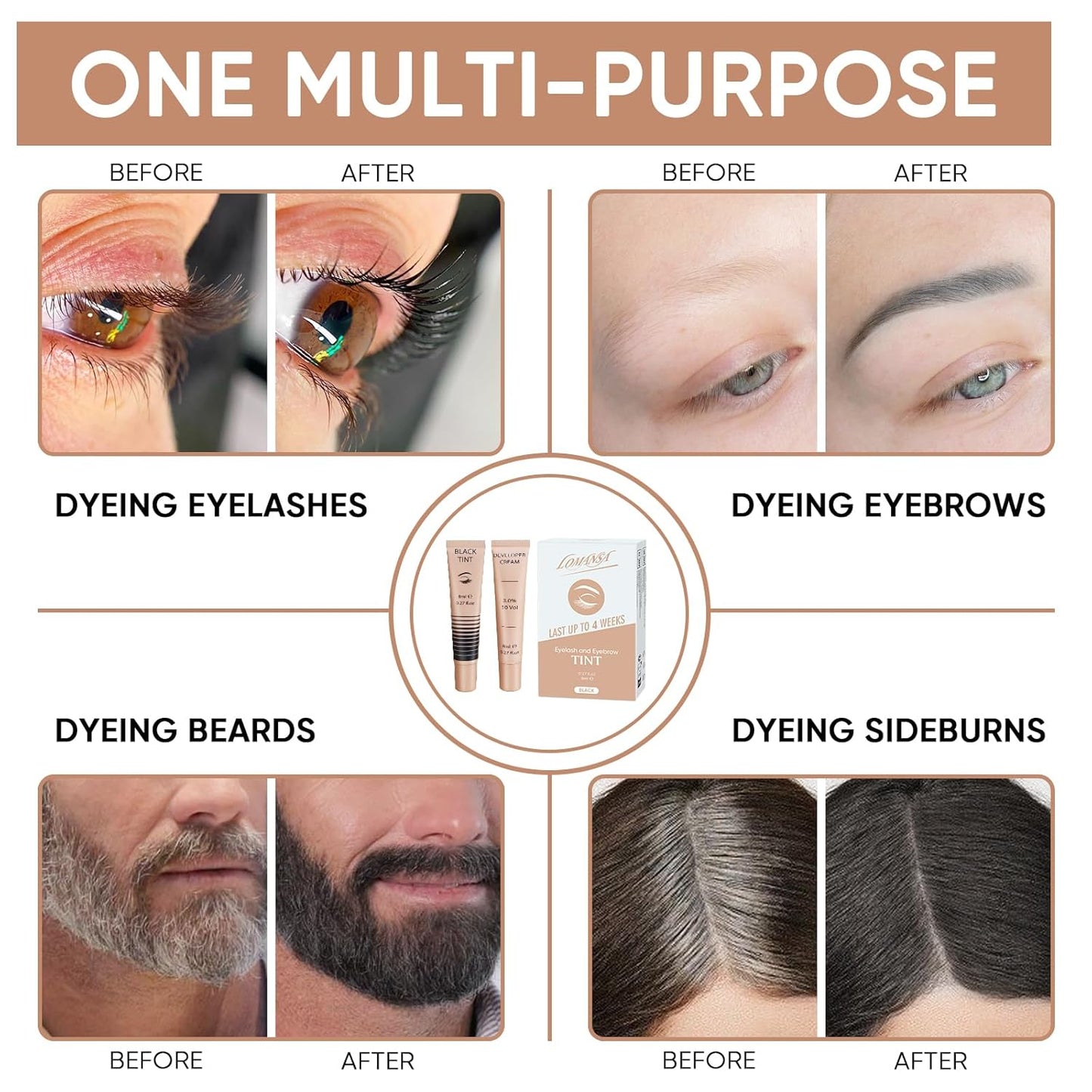 Instant Black Eyelash Color Kit - Easy Application for Natural Results | 8ml for Beginners & Salons