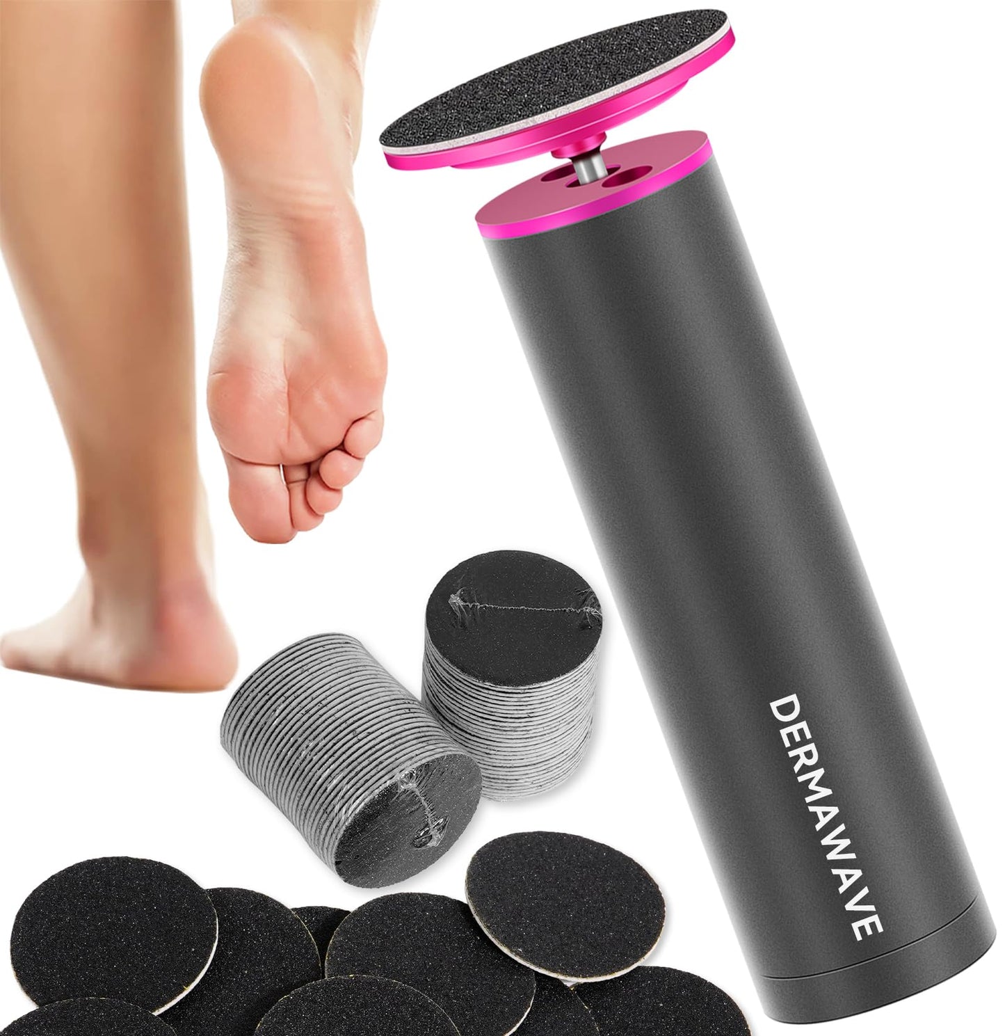 DERMAWAVE FSA&HSA Electric Callus Remover for Feet with 60 Sandpaper Discs, Adjustable Speed Professional Foot File Electric Heel Grinder Sander Pedicure Tool for Dead Skin
