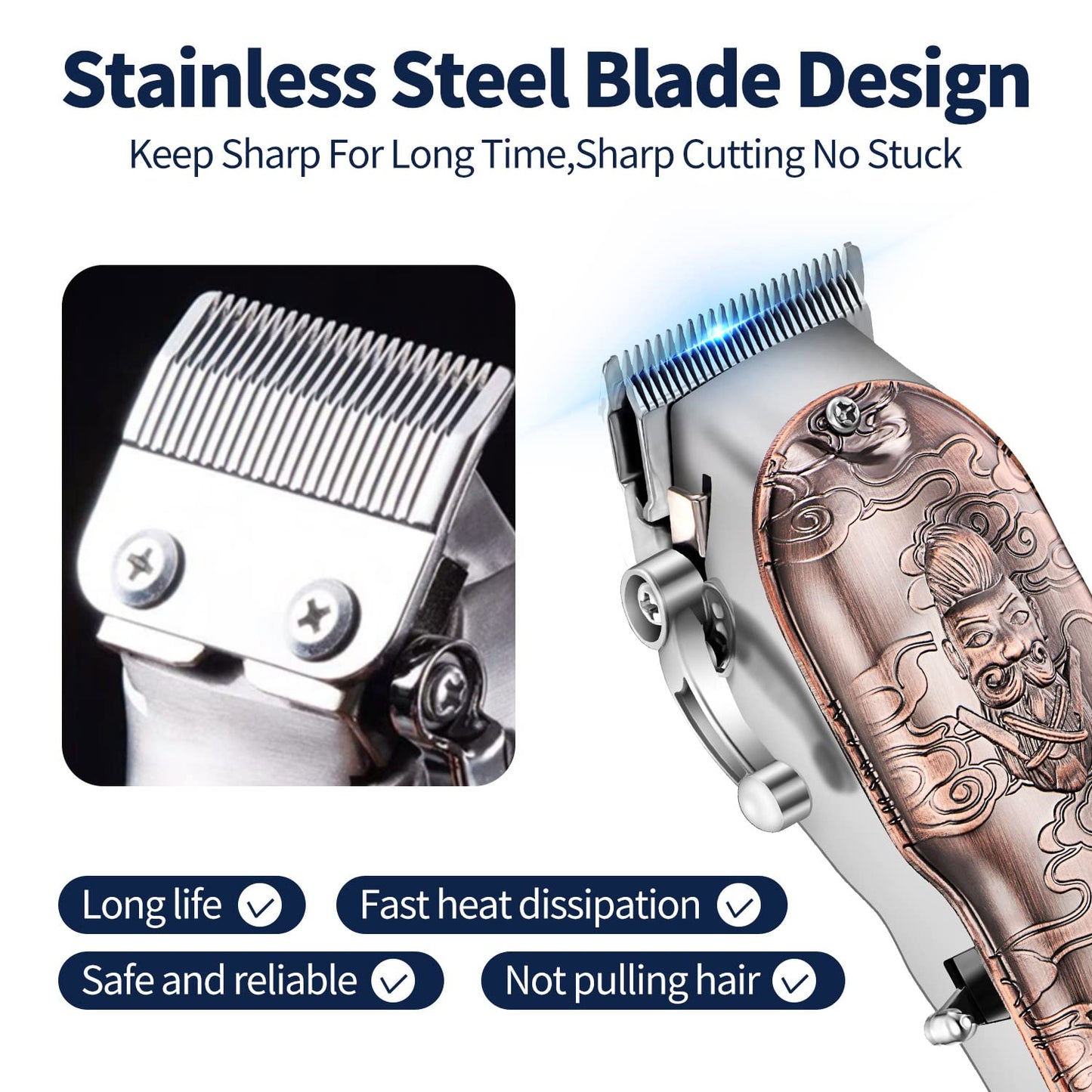 Roziapro Hair Clippers for Men T-Blade Trimmer Professional Barber Clippers - Cordless Hair Cutting Beard Trimmer Mens Electric Hair Trimmer Rechargeable Gold Knight Grooming Kit （Rose Gold）