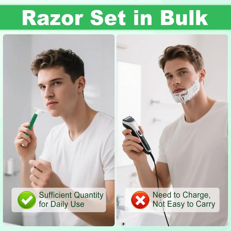 Disposable Razors Bulk, Razors Individually Wrapped Bulk, Travel Razors Bulk With Shaving Cream For Hotels, Shelters, Homeless, Nursing Homes, Charities, Churches, Green (100-PACK)